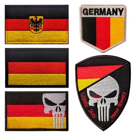 Pack of 5, German Flag Patches Velcro Punisher Patches for Tactical Military Clothing Backpack Baseball Cap Uniform Vest Dog Harness Patch (5 Pack German Flag)