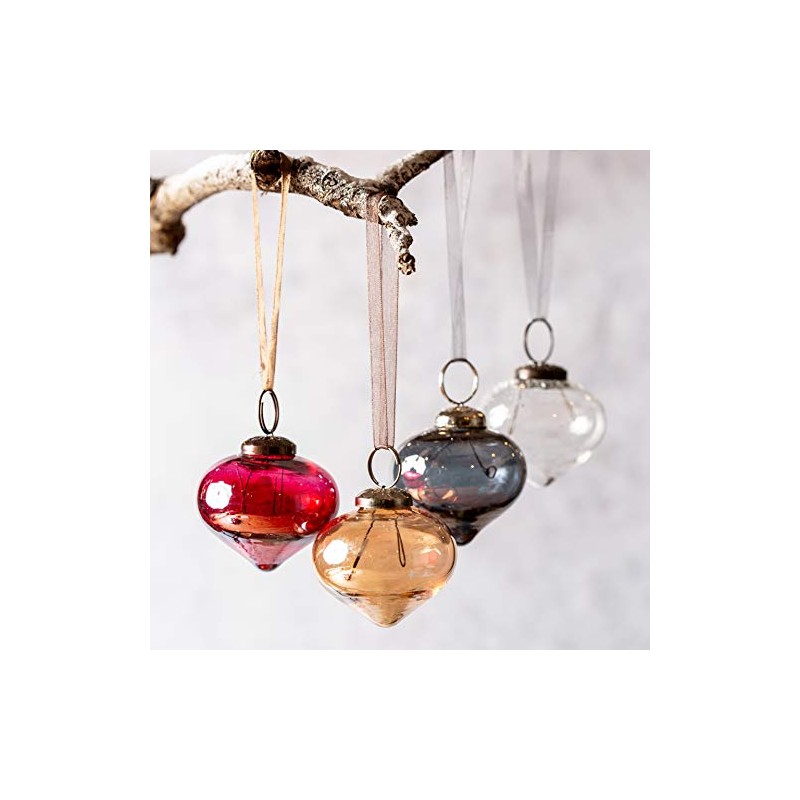 Aurora Christmas Glass Lantern Christmas Bauble, Gold, 2"