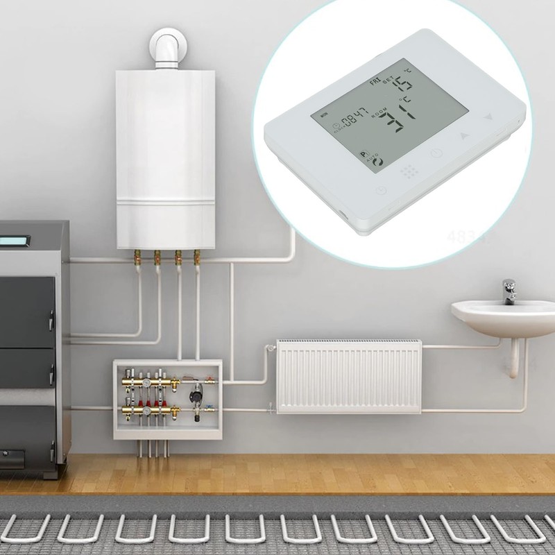 Wireless RF Temperature Controller Programmable LCD Backlit Display Smart Electric