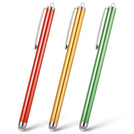 Yuanchu Tablet Pen for All Tablets, Pack of 3 Touchscreen Pens, High Precision Fibre Tip, Universal Stylus Pen, Compatible with All Mobile Phones/Tablets (Gold + Red + Green)