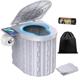 Portable Toilet, Upgraded 12-inch Toilet Seat, Folding Toilet With Removable Paper Holder, Camping Toilet With A Load Capacity Of 450 Lbs, Portable Potty For Indoor, Outdoor, And Emergency Use