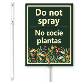 Ymaotrade Do Not Spray - No Rocíe Plantas Yard Sign with Stakes 7in×8.8in, Sturdy Aluminum Yard Signs Rust Free, Bilingual Plant Sign in English and Spanish Garden Bushes Sign