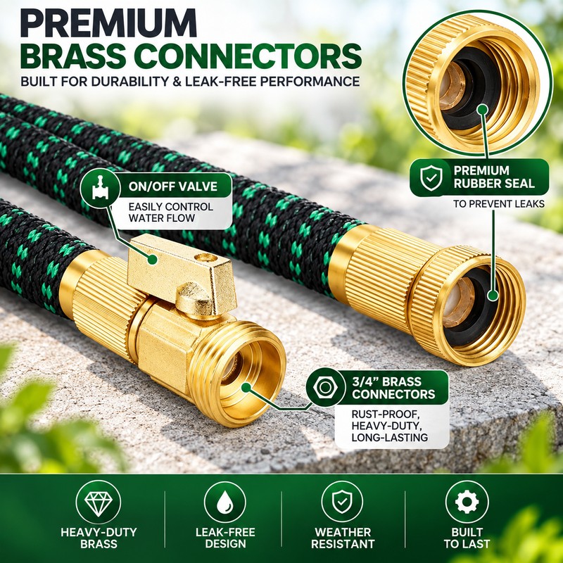 100FT Expandable Garden Hose with 10-Function Nozzle – Lightweight No-Kink