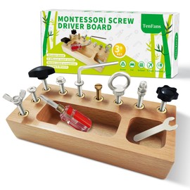 Montessori Toys for 3+ year old, Montessori Screwdriver Board, Kids Wooden Toys, Fine Motor Skills Toys, Sensory Toys for Toddlers, Preschool Learning Toys for Toddler Travel