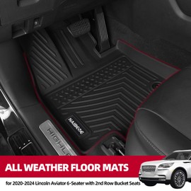 Naibeve Floor Mats for 2020-2024 2025 Lincoln Aviator 6-Seater with 2nd Row Bucket Seats (Not for 7 Seater) for Lincoln Aviator Trunk Mat Cargo Mat Backrest Mats Protector Accessories