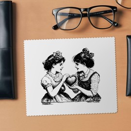 Azeeda 2 x 'Mädchen halten Herz' Mikrofaser-Objektiv- / Brillenreinigungstücher (LC00029261)