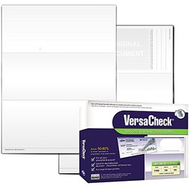 VersaCheck Secure Checks - 250 Blank Business Voucher Checks - White Canvas - 250 Sheets Form #1000 - Check on Top