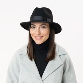 Lipodo New York Traveller Felt Hat Women/Men – Wool Hat Made in Italy – Hat Made of 100% Wool Felt – Wool Felt Hat Women/Men – Men's Hat Summer/Winter, black