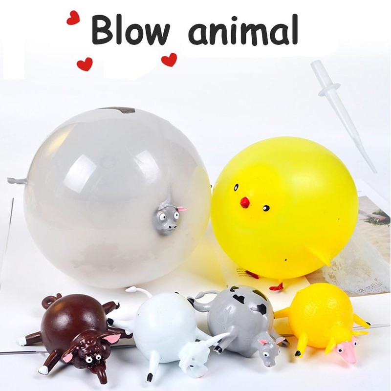 12PCS Kids Inflatable Blowing Vent Balloons Toy TPR Animal Squeezing