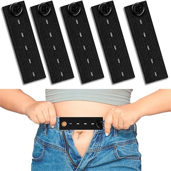 Aestustheri 5PCS Adjustable Waist Extender – Elastic Button Waistband Extender