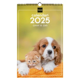 Finocam - Calendar Pictures of Spiral Wall to Write 2025 Month View January 2025 - December 2025 (12 months) Dogs and Cats Catalan