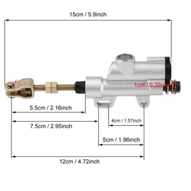 Rear Brake Master Cylinder Coolster 10mm Compatible with ATVs for Most of Motorcycle, Such as Suzuki/Kawasaki/Honda/Yamaha(Silver)