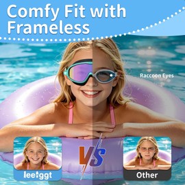 2 Pack Kids Swim Goggles, Anti-Fog UV Protection Swimming Goggles for Boys Girls Age 3-14, Leakproof Youth Goggles