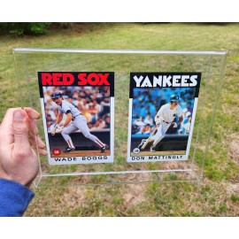 3D Acrylic Framed Jumbo 1986 Topps Wade Boggs & Don Mattingly - "Floating Cards"