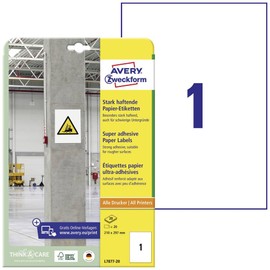 AVERY Zweckform Protection & Security Labels Weatherproof 210 x 297 mm, White