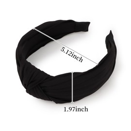 GAFATORY 2Pcs Headbands for Women Girls Fashion Knotted Headbands Comfortable Wide Hair Bands Elastic Top Knot Hair Accessories （Black，White）