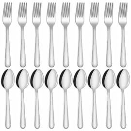 Unokit 24-Piece Spoons and Forks Set Silverware Set - Forks and Spoons Food Grade Stainless Steel Silverware for Home, Kitchen and Restaurant, 12-Fork and 12-Spoon, Mirror Polished&Dishwasher Safe