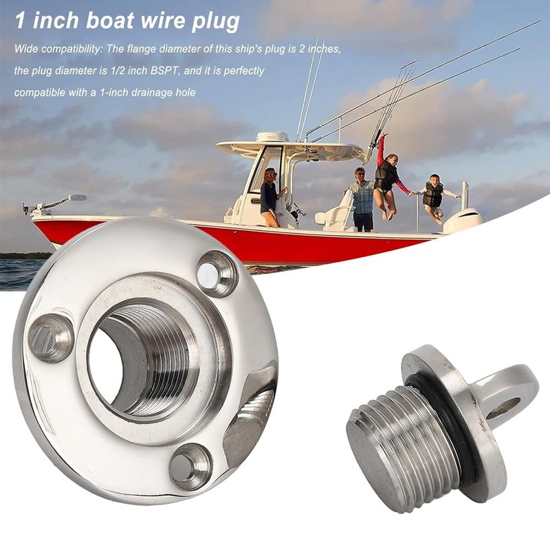 Garboard Drain Plug, 25 mm Round Stainless Steel Drain Opening