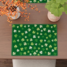 BOTB LIHM St. Patrick's Day Green Shamrock Placemats Set of 6 Table Mats 12 x 18 Inch Party Home Dining Decor Table Decorations