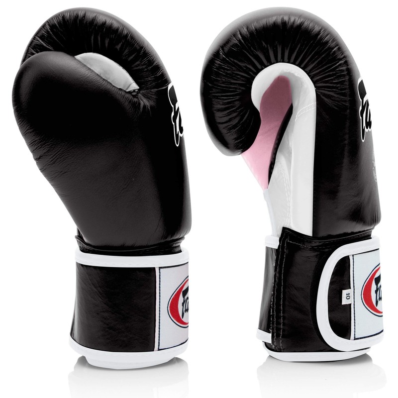 Fairtex - Guantes de Entrenamiento Estilo Muay Thai (Negro/Blanco/Rosa, 12
