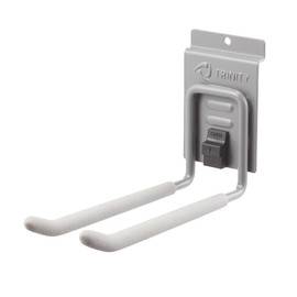 TRINITY Heavy Duty Slatwall Double Hooks with Spring-Lock, 8-Inches, Gray, 4-Pack
