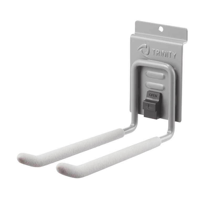 TRINITY Heavy Duty Slatwall Double Hooks with Spring-Lock, 8-Inches, Gray,