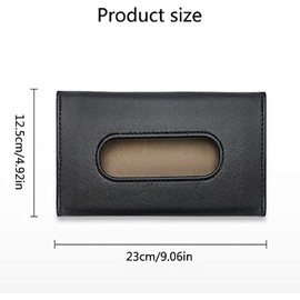 Car Tissue Holder, PU Leather Car Kleenex Holder for Car Visor and Backseat Accessories Paper Towel Tissue Box(Black)