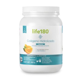 Life180, Colágeno Hidrolizado en Polvo sin Azúcar de 450 gr, 5gr de Colágeno por Porción, 30 Porciones, Péptidos Bioactivos, Adicionado con Vitamina C