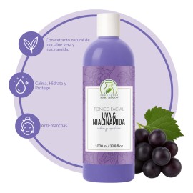 Tónico Facial Productos Mart México Uva Niacinamida Vitamina C E 1L Todo Tipo De Piel
