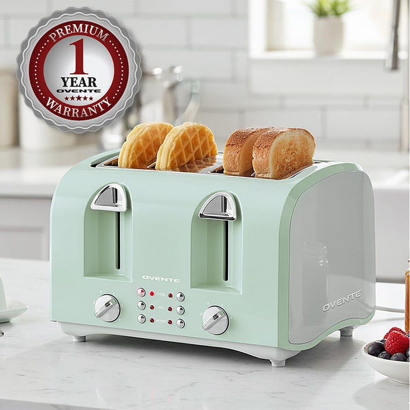 OVENTE Electric 4-Slice Toaster Machine with 6-Shade Selector Setting, Cancel