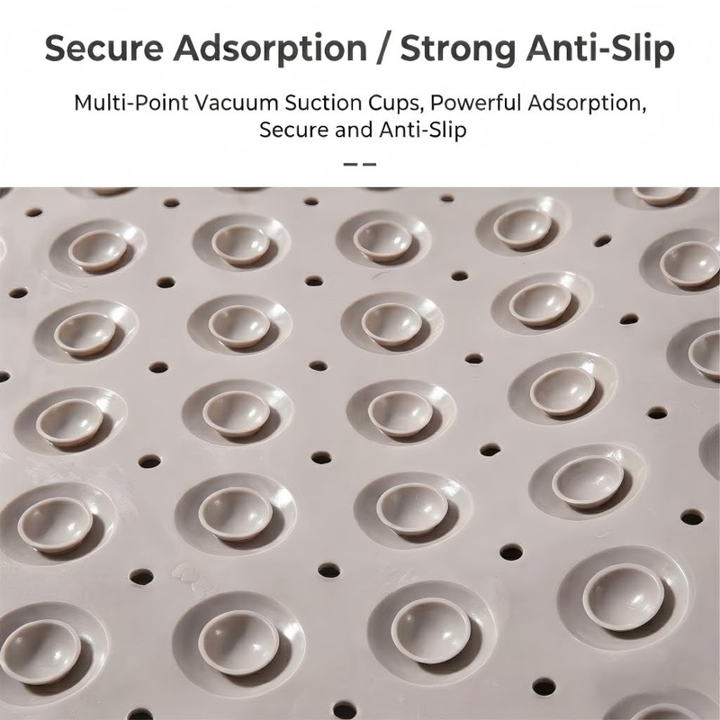 Shower Mat, Non-Slip Shower Mats with Suction Cups and Drain