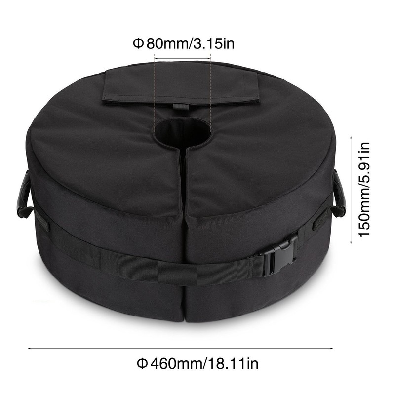 Detachable Patio Umbrella Base Weight Bag, 18" Round with Large