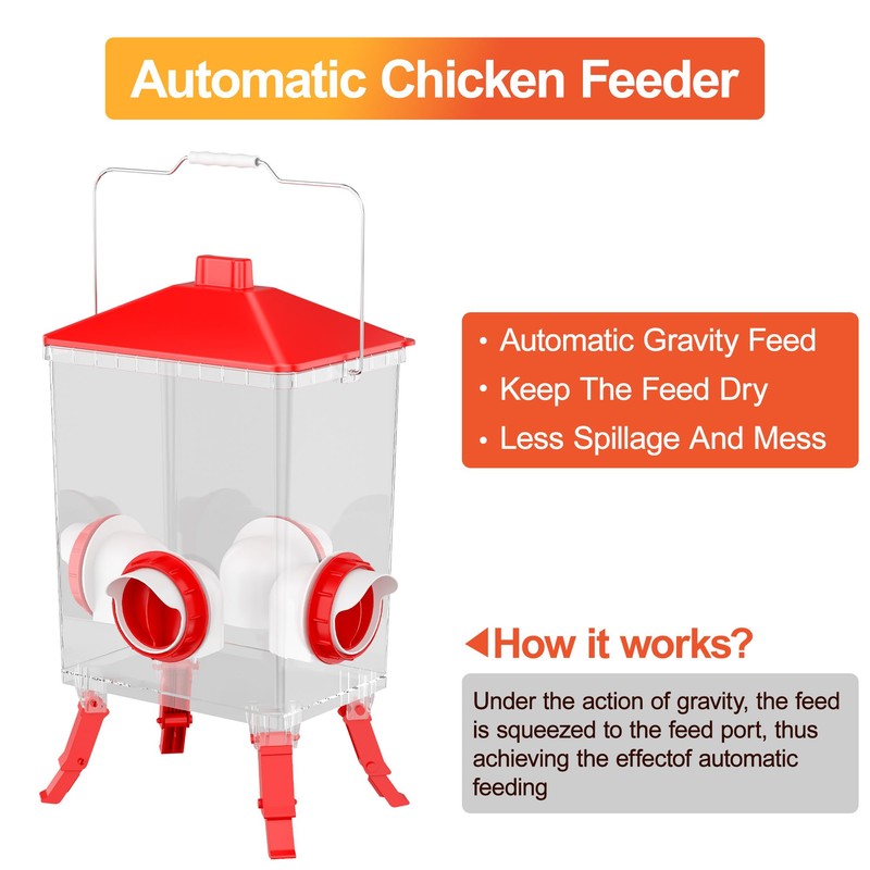 ZenxyHoC 3.6 Gal Chicken Feeder with Anti-Roost Cone, 3 Height