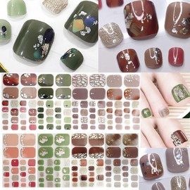 Nail Stickers, Set of 8, Nail Stickers for Feet, Nail Wrap, No Damage, Nail Wrap, Foot Nails, 3D Feel, Nail Design, Flash Drill, Sequins, No Hardening Required, Just Stick On, Long Lasting, Odorless