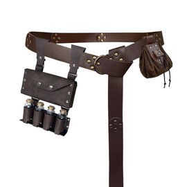 EpicCos 3PCs Alchemy Belt Bag, Vintage Embossed Belt with Fantasy Belt Pouch Dice Bag, Medieval Accessories for Ren Faire (Brown B)