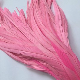 Shekyeon 12-14inch Rooster Tail Feather Used Hats Costume Decoration Pack of 50(Pink)
