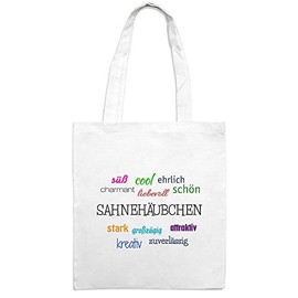 Jute bag with name icing - motif positive features - colour white - fabric bag, jute bag, hipster, bag, White