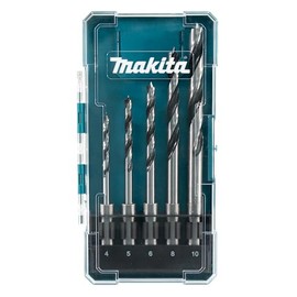 Makita E-15148 SDS-PLUS Wood Drill Bit Set 5-Piece in Storage Box, Wood Twist Drill Bit for Soft and Hardwood, Diameter 4-10 mm