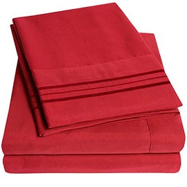 1500 Supreme Collection Twin Sheet Sets Red - 3 Piece Bed Sheets and Pillowcase Set for Twin Mattress - Extra Soft, Elastic Corner Straps, Deep Pocket Sheets, Twin Red