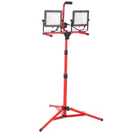 Happybuy LED Work Light with Stand, 5000 Lumen Dual-Head, Adjustable 27.6"-68.1" Tripod, IP65 Waterproof, 5000K Color Temperature, Foldable, for Construction, Workshops, and Outdoor Use