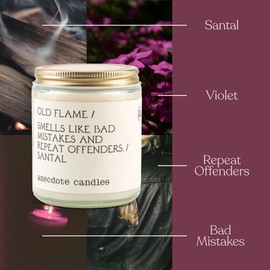 Anecdote 'Old Flame' Coconut Soy Wax Candle Jar | Premium Hand Poured & Long Burning | Sandalwood & Leather Scent | Phthalate-Free | for Home, Office, Gift - 7.8 Oz