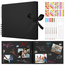 Aolso Scrapbook Photo Albums 40 Black Pages, DIY Memory Album, 29 X 21.5 CM Scrapbooks DIY Photo Album for Baby Child, DIY Gift Scrapbooking Kits, Scrapbooking Albums, Black