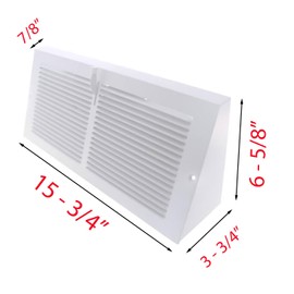 Metal Magery 14" x 6" Baseboard Register Vent White with Damper 14 x 6 Heavy Duty Steel Grille Triangular Air Vent Covers (Outside Dimensions 15-3/4" x 6-5/8")