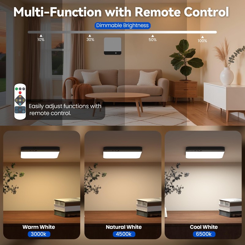 KINDEEP Rechargeable Motion Sensor Ceiling Light: Wireless Ceiling Light with