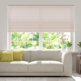CALYX INTERIORS Fabric Roman Shade with White Backing, Light Filtering, Cordless, 24"W X 72"H, Pebble Beach