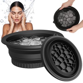 Silicone Face Bowl for Ice with Built-In Icetray, Collapsible Face Tub for Ice Bath, Facial Ice Plunge Bowl, Ice Water Facials at Home