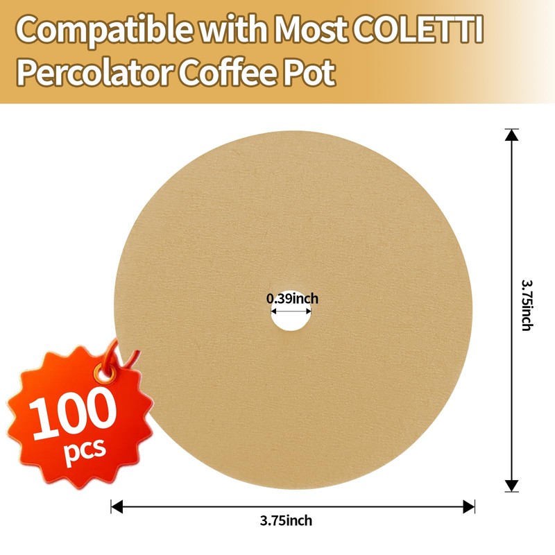 Percolator Filters Compatible with Coletti,Percolator Coffee Filters,Unbleached,Disposable,100 PCS