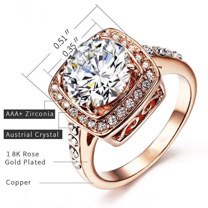 Acefeel Solitaire Fake Diamond Statement Engagement Ring For Women(01 Clear,