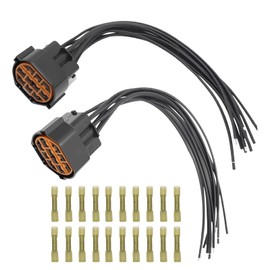 10 Pin Headlight Connector Wiring Harness Pigtail Plug Compatible with Hyundai Kona Santa Fe Accent Equus Tucson Veloster Kia Optima Sorento Soul Replace for HP066-10021 E72A10 921014Z500 (2Pcs)