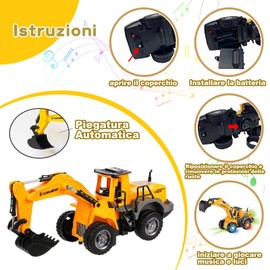 LioMaxi Bagger-Spielzeug, automatisches Gehen mit Ton und Licht, Baustellenfahrzeuge, Bagger, Sandspielzeug für Bergbau, mit Licht und Multi-Musik, für Kinder von 3-7 Jahren